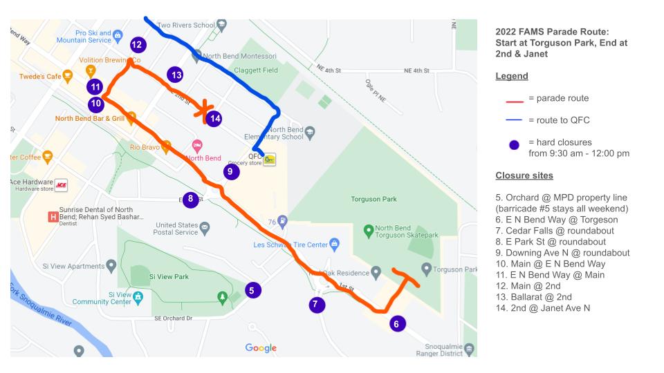 Map of the 2022 Festival at Mount Si parade route