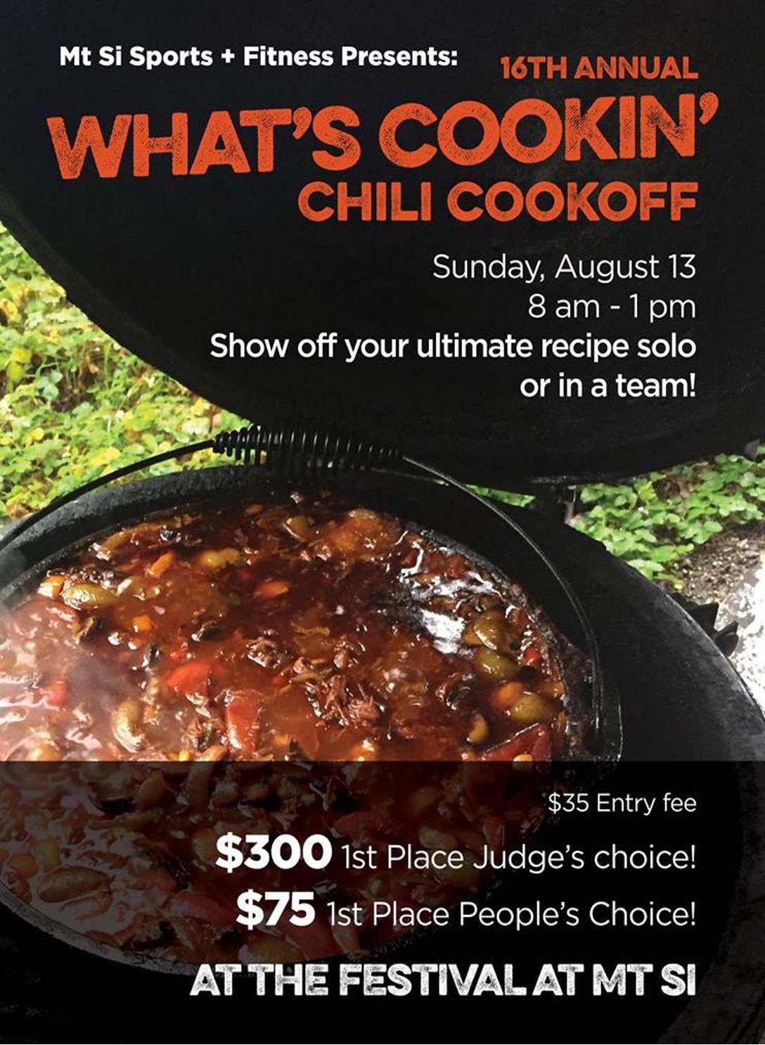 Flyer for Chili Cookoff event at the 2025 Festival at Mt. Si